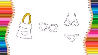 How to Draw Summer Accessories for Beach Coloring Pages for Girls