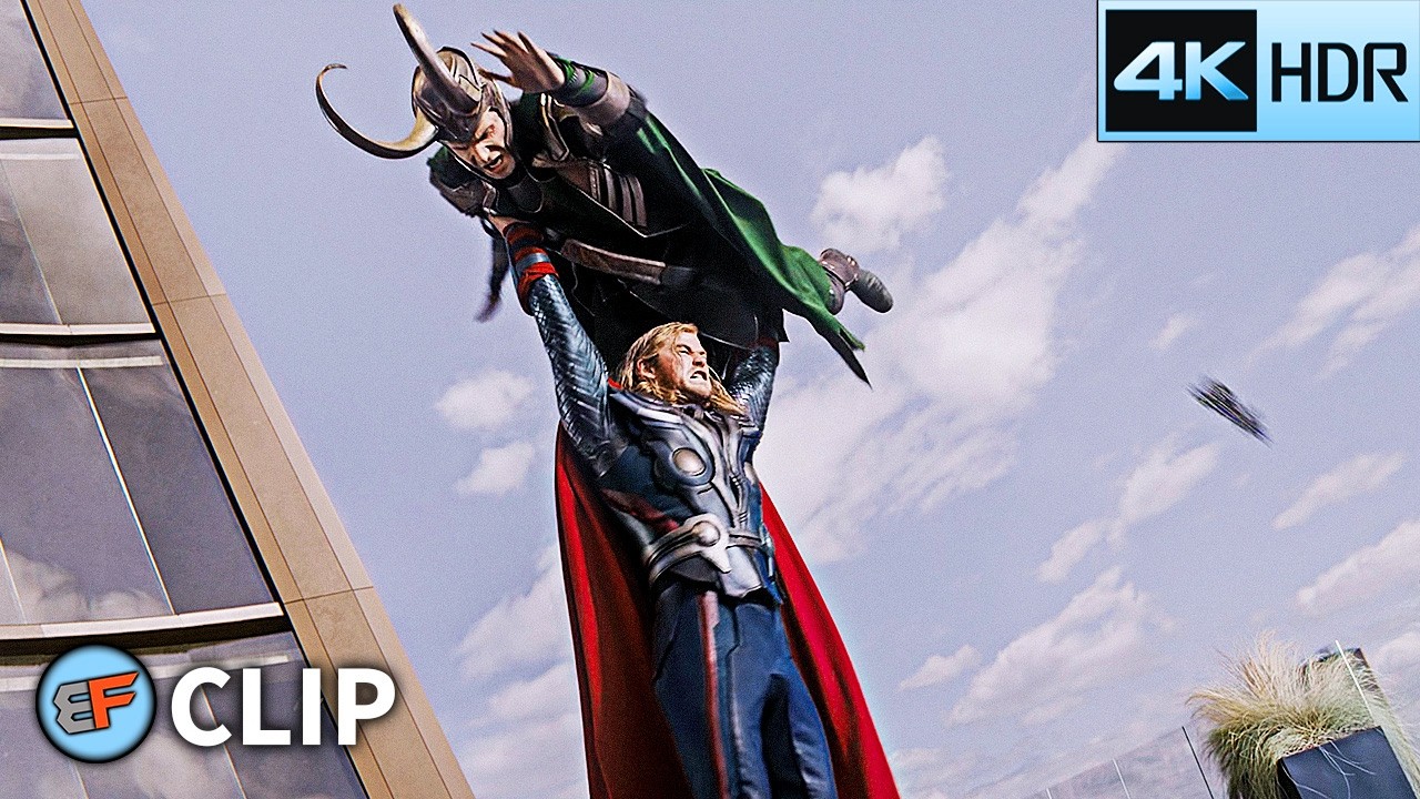 Thor vs Loki - Stark Tower Fight Scene | The Avengers (2012) 4K HDR Movie Clip