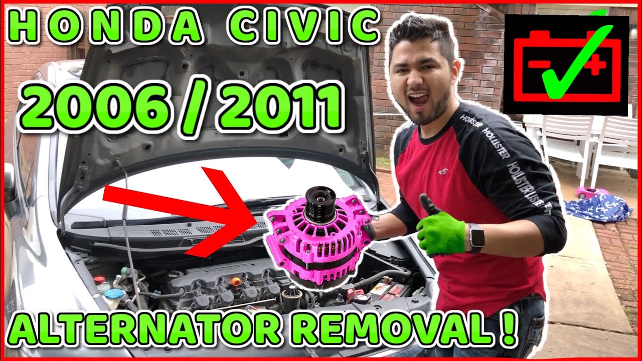 How to remove alternator on Honda Civic 2006 - 2011 - YouTube