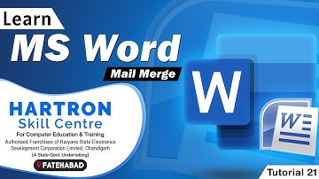 MS Word | Tutorial 21 | Mail Merge | HARTRON SKILL CENTRE FATEHABAD