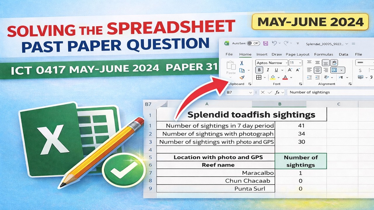 ICT 0417 May/June 2024 paper 31 Spreadsheet
