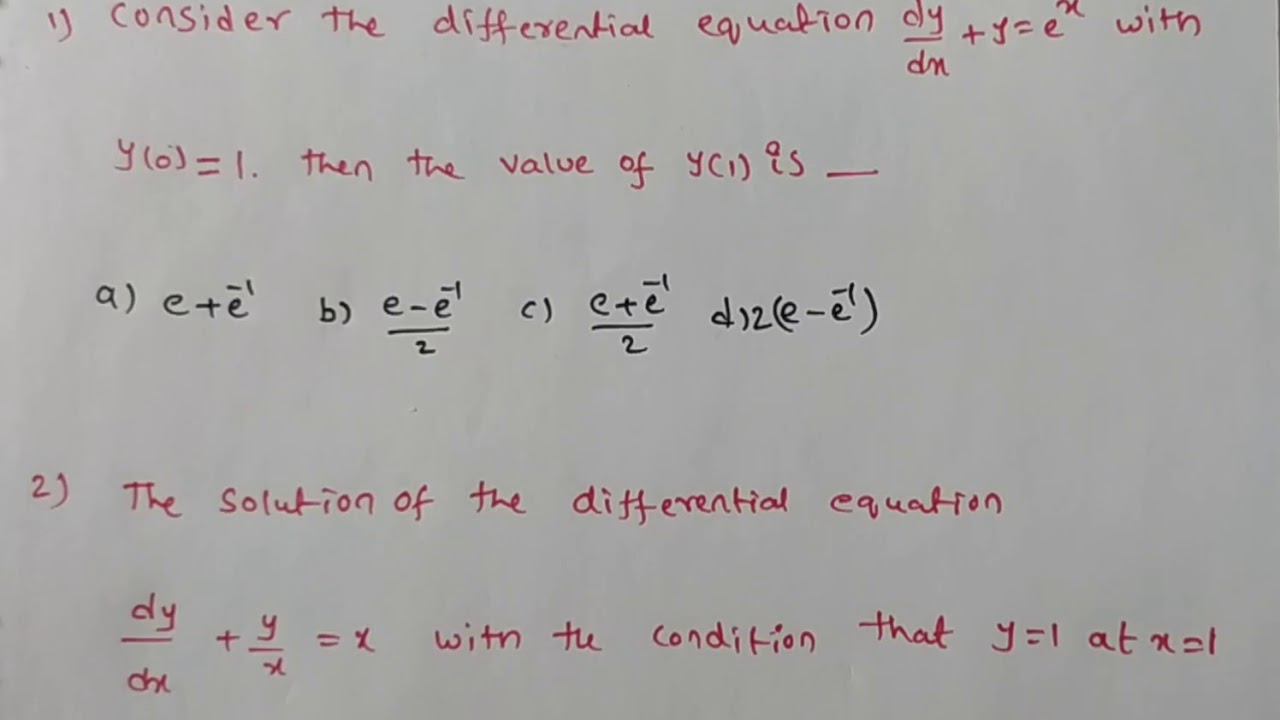 Linear Differential Equations Problems (GATE) - YouTube