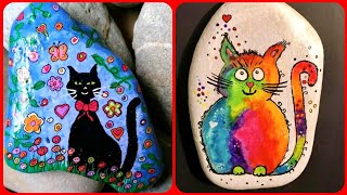 chunky cats painting ideas on rock and stone