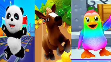 PANDA RUN VS PONY RACING 3D VS PENGUIN RUN | ANDROID GAMEPLAY #1