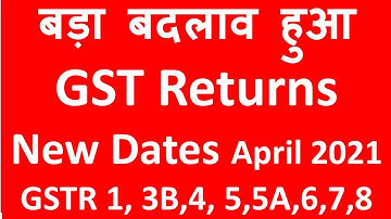 GST Returns New Dates for April 2021 I GSTR 1 I GSTR 3B I GSTR 4 I ,5,5A,6,7,8 I CA Satbir Singh