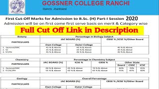 gossner college ranchi admission cut off marks 2020