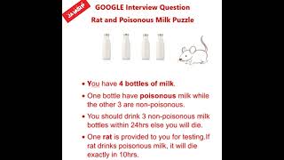 Google Interview Question| Rat and Poisonous Milk Puzzle |@javasip-official