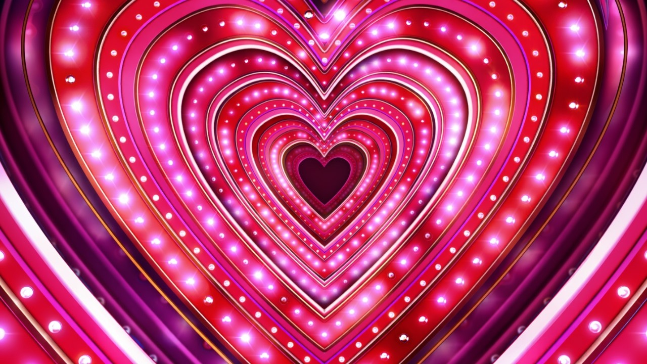 Pink Heart Tunnel 💖 Romantic Instrumental Music 💖 Aesthetic Heart Lights Background Screensaver 💖