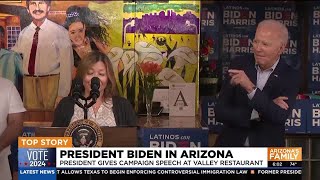 President Joe Biden makes campaign speech at south Phoenix Mexican restaurant