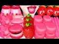 ASMR STRAWBERRY DESSERTS *STRAW WAFER ROLL PINK MUKBANG 딸기 먹방