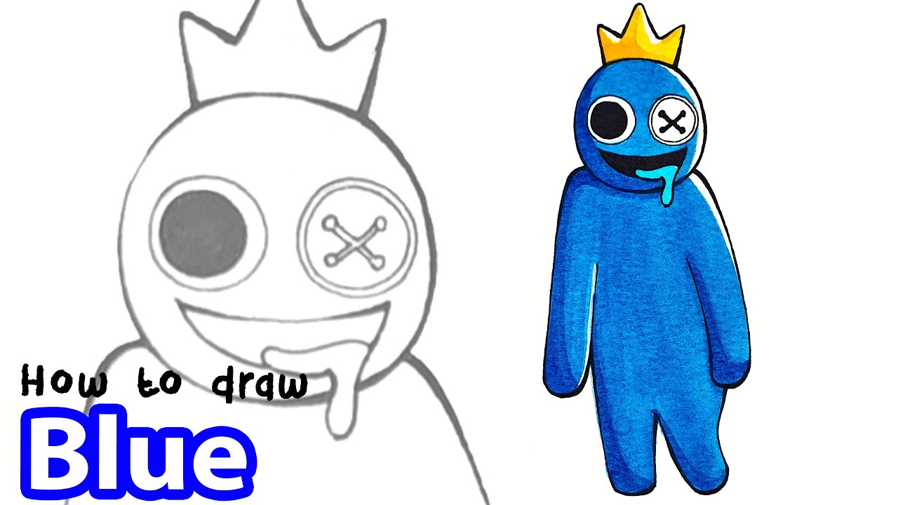 How to DRAW BLUE from RAINBOW FRIENDS #ROBLOX #howtodraw