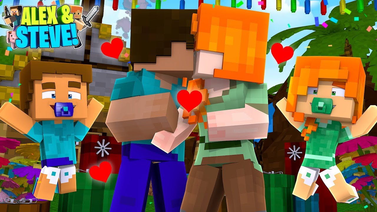 Alex And Steve Kiss And Fall In Love Again Minecraft Life Of Alex And Steve 