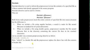 C Prog. for Problem Solving-18CPS23-Preprocessor- Part 1- Prof. S. V. Manjaragi, HIT, Nidasoshi