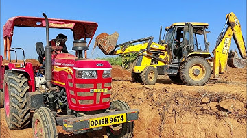 Jcb 3dx Backhoe Loading Mud In Mahindra Tractor And Sonalika Tractor For Making Big Pond | Jcb Dozer