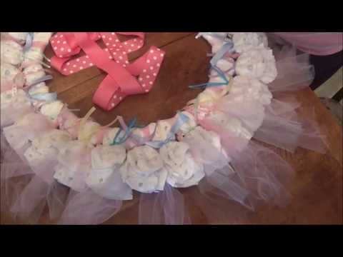 Large Baby Girl Tule Diaper WreathTutorial