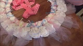 Large Baby Girl Tule Diaper WreathTutorial