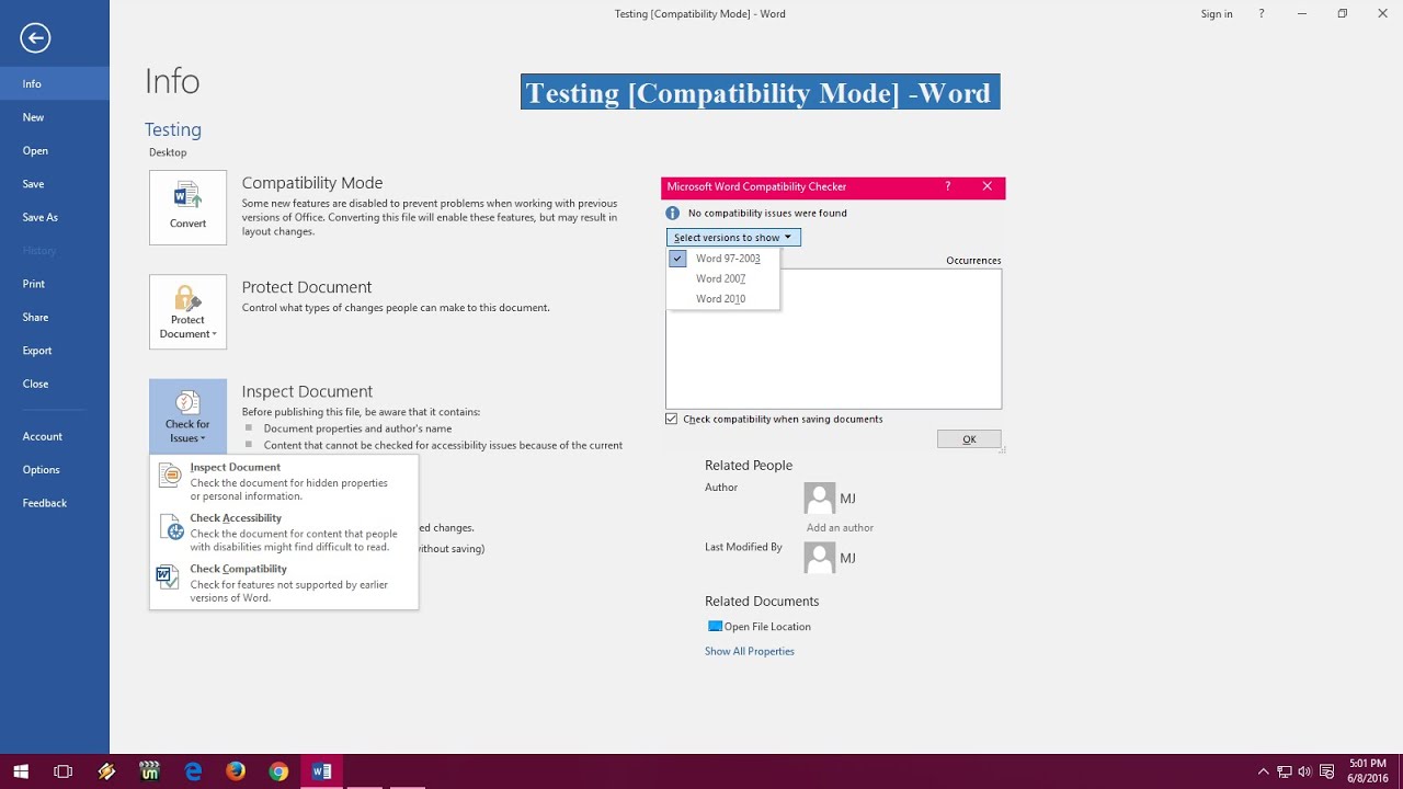 MS Word: How to Find, Convert/Upgrade Compatibility Mode (Old to New Version)  - YouTube