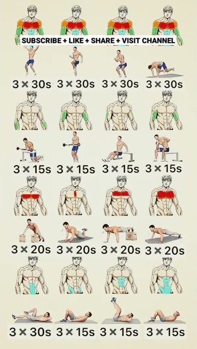 4 exercise for upper body workout, 4 exercise for chest workout, 4 exercise for abs workout, 4 arms