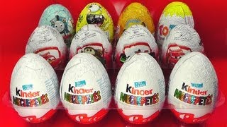 12 Surprise Eggs Kinder Surprise Cars 2 Zaini Thomas Spongebob