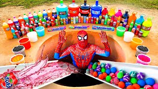 New Spiderman & Big Toothpaste Eruption from Giant Coca Cola, Mtn Dew, Orbeez Cars &  Fanta Mentos