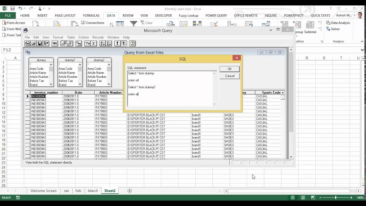 Pivot Table From Multiple Worksheets