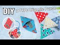 2 TYPE Triangle Coin Purse 10 min sewing projec | DIY EASY ORIGAMI POUCH 三角小銭入れを作ります。