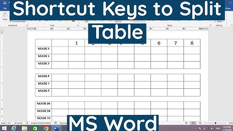 Shortcut Key to Split Table in MS Word | How to Split Table in MS Word | Shortcut Keys of MS Word