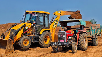 Jcb 3dx Eco Xpert Loading Stuck in Mud Tractor arjun nova new Holland 3630 Mahindra Sonalika eicher 