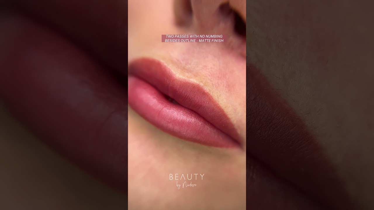 Lip Blush Tattoo Procedure from Start to Finish without Numbing