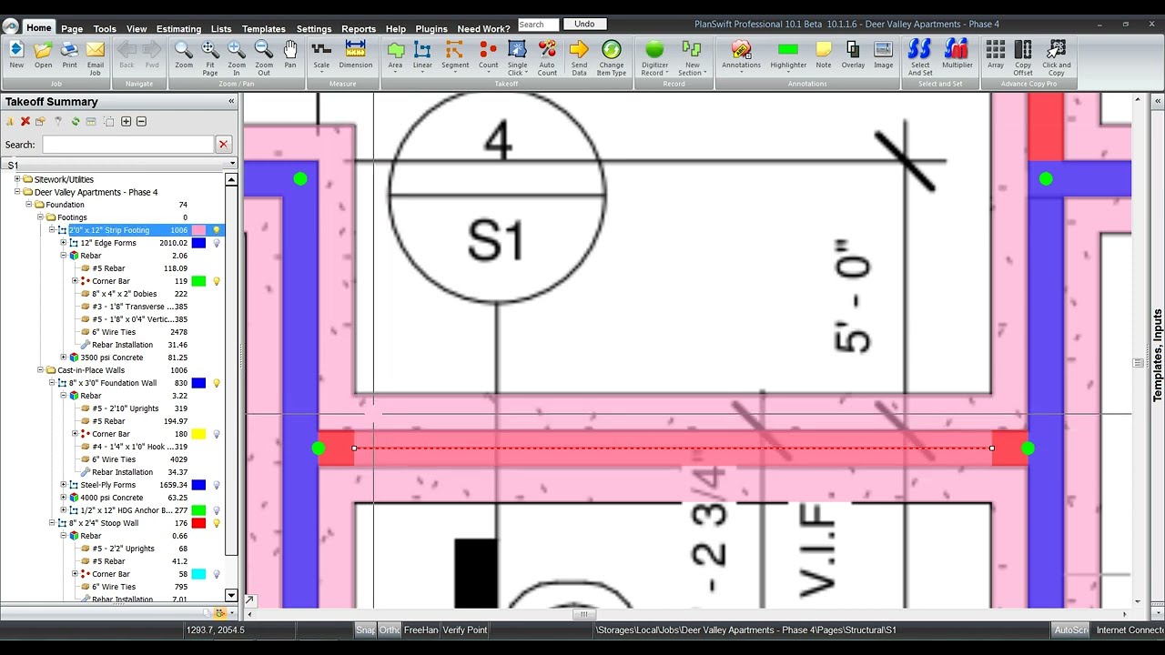 PlanSwift Concrete Takeoff - Apartment Building Foundation