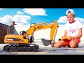 Construction vehicles  excavator garbage truck fuel truck and tractor for kids