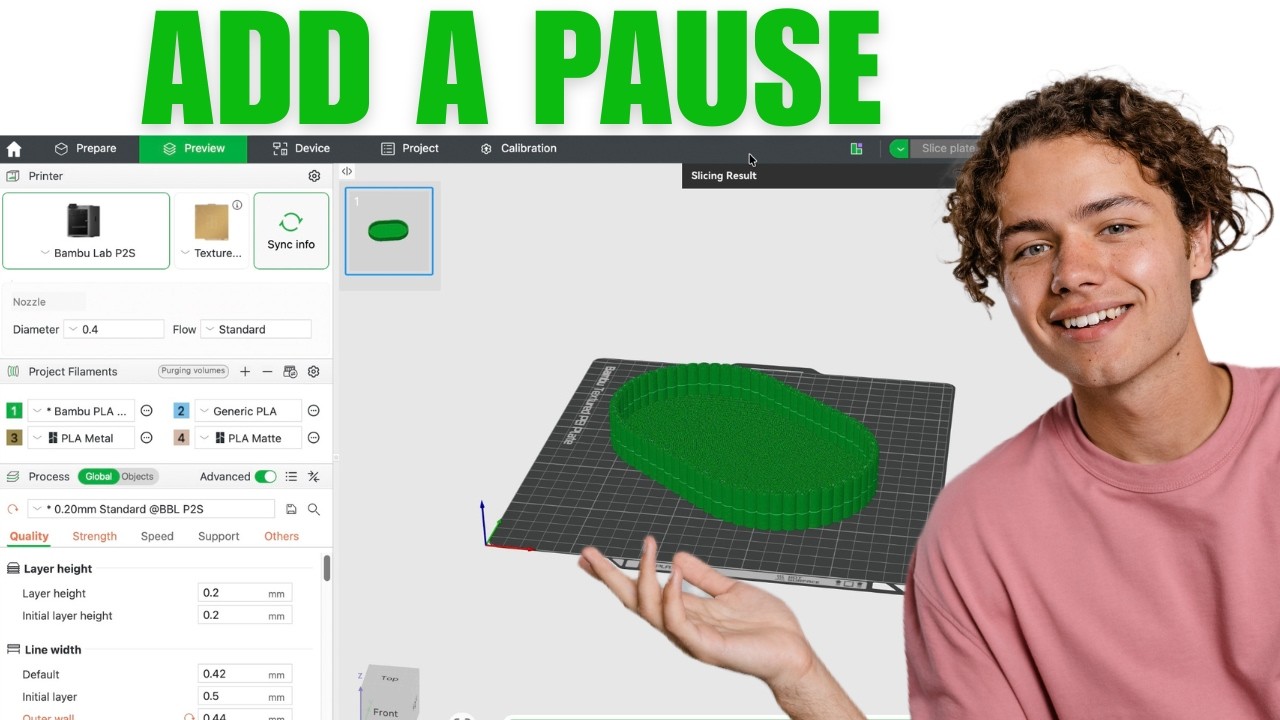How to Add a Pause in Bambu Studio Slicer - YouTube