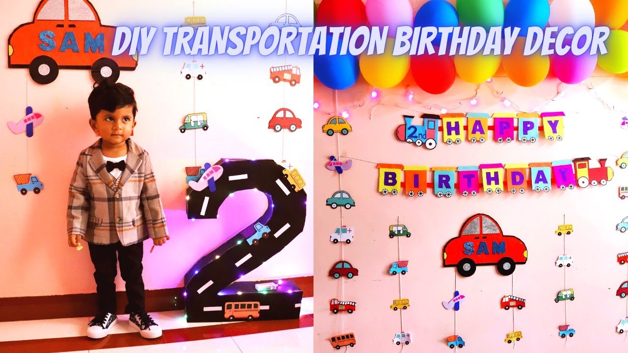 Transport Theme Birthday Party || Car Theme Birthday decoration at ...