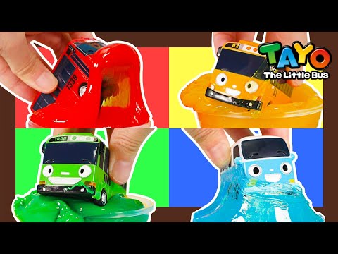 Tayo Oyuncaklar ile Renkleri Öğrenin l Taşıyıcı Arabayla Renk Oynayın l Slimes'ta Dört Tayo Arabası