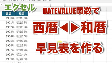 西暦⇔和暦早見表をDATEVALUE関数で簡単に作る エクセル【無音】【忘れたときに見るエクセルの備忘録】　su54