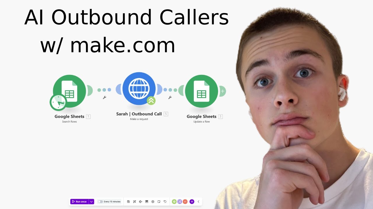 AI outbound caller workflow diagram showing Vapi + Make.com integration