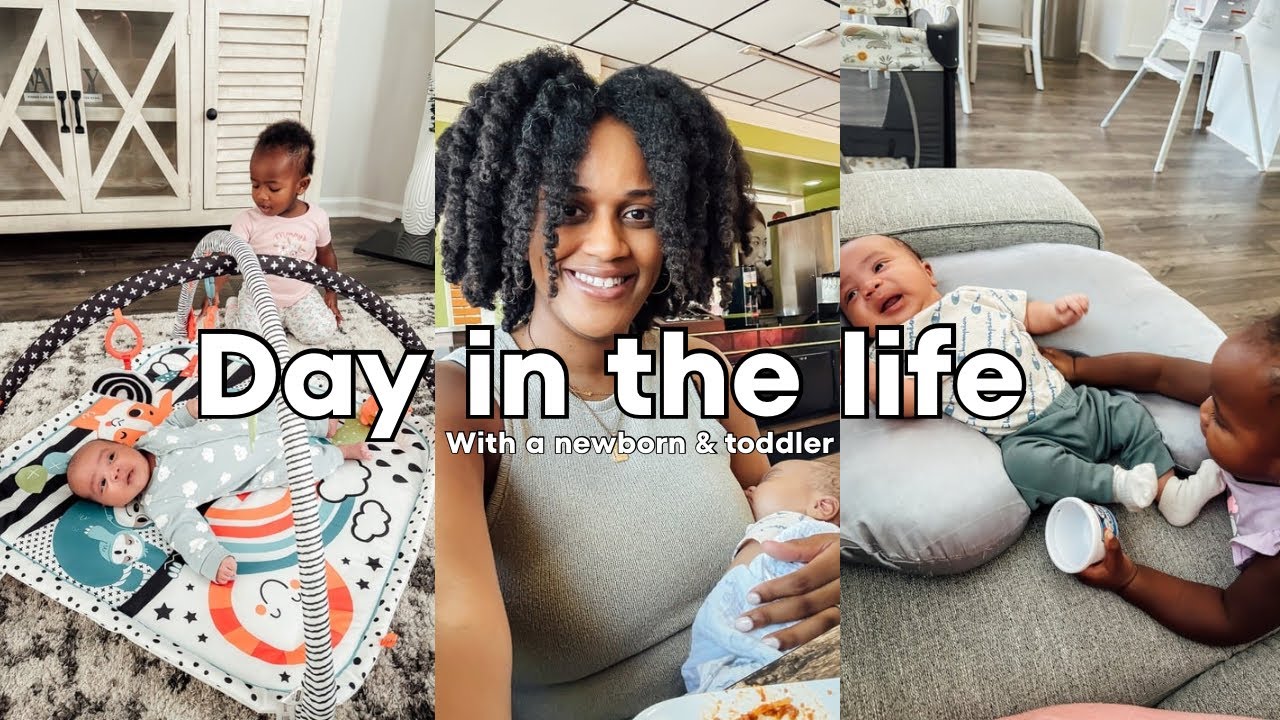 Day in the life with a newborn and toddler - YouTube