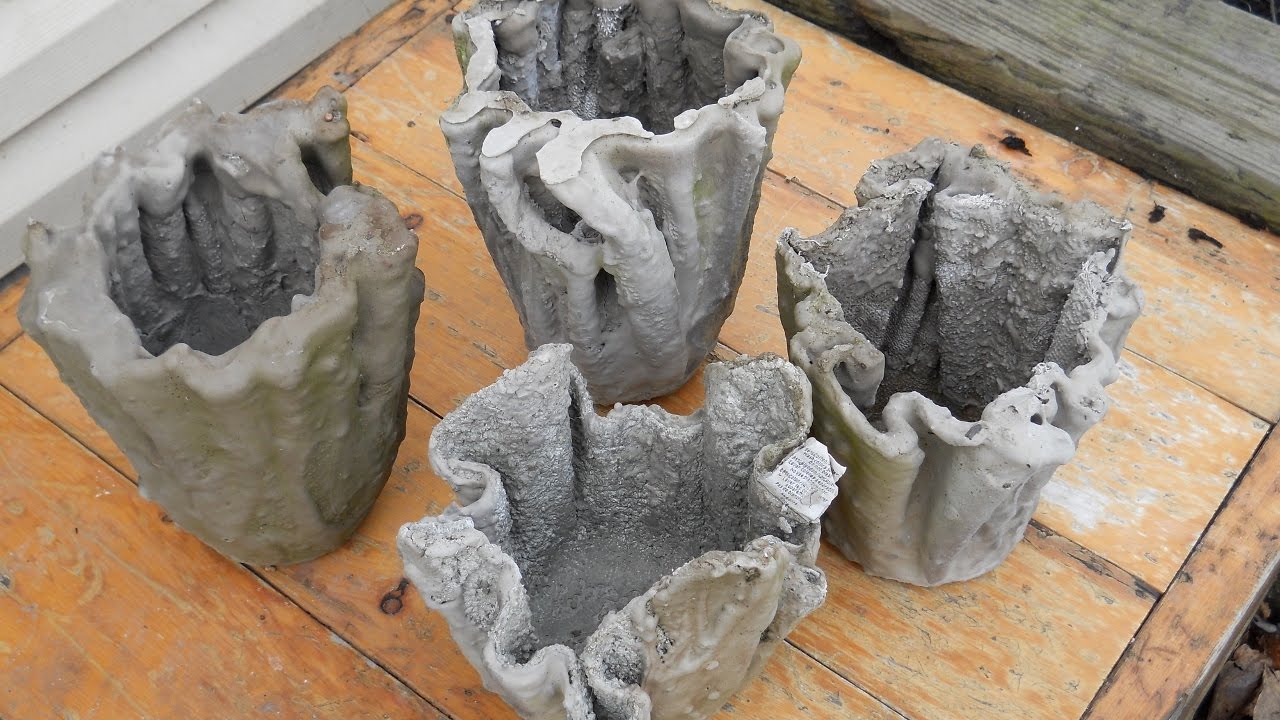 How To Make A Cement Flowerpot From An Old Rag Or Towel - YouTube