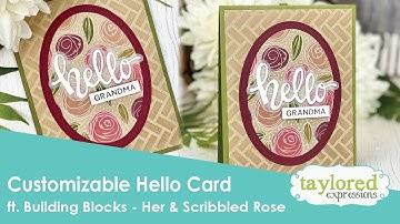 Customizable Hello Card (Scribbled Rose)