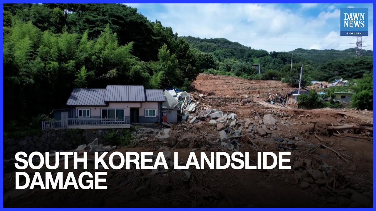 Drone Footage Shows Landslide Damage in South Korea | Dawn News English
