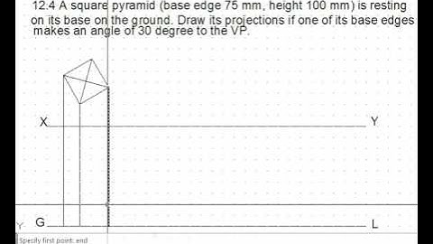 Projections of Solids - single stage pyramid  axis perpendicular to ground