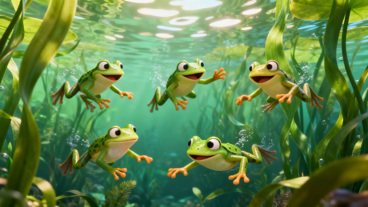 Five Frogs on a Log | Five Frogs on a Log 🐸 | Counting Action Song for Kids | Five Green Frogs 🐸 4K