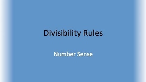 Divisibility Rules