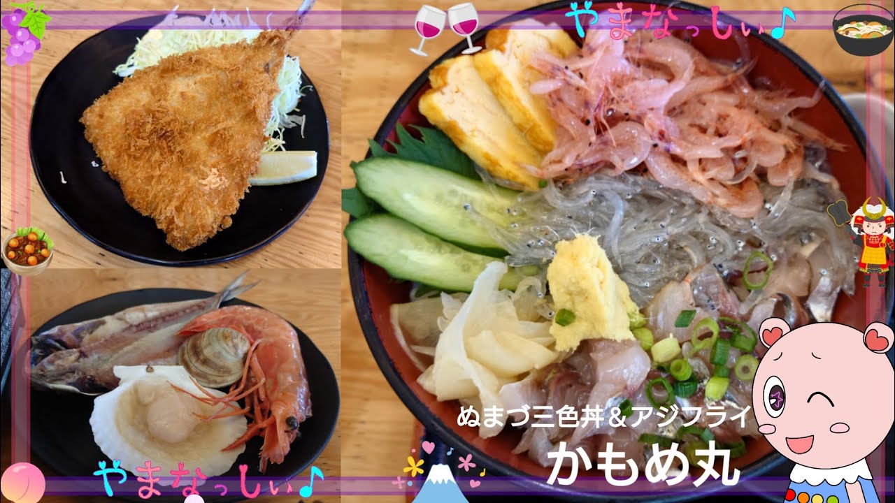 かもめ丸　ぬまづ三色丼＆アジフライ　静岡のおいしいお魚屋さん