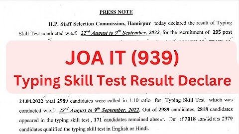 ||HPSSC JOA IT (939) Typing Skill Test Result Declare|| Job Notifications ||Dark Study||