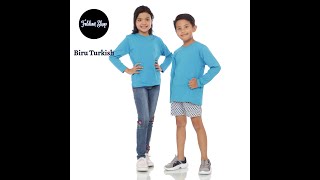 Kaos Polos Anak Lengan Panjang Bahan Katun Combed 30s Warna Biru Turkish