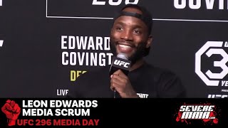 Leon Edwards has some thoughts on Colby Covington's trash talk 👀 #UFC296  (via @marcraimondimma)