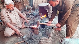 Forging a Rumba out of Leaf Spring || Making Handmade Garden Tool by Old Black Smith
