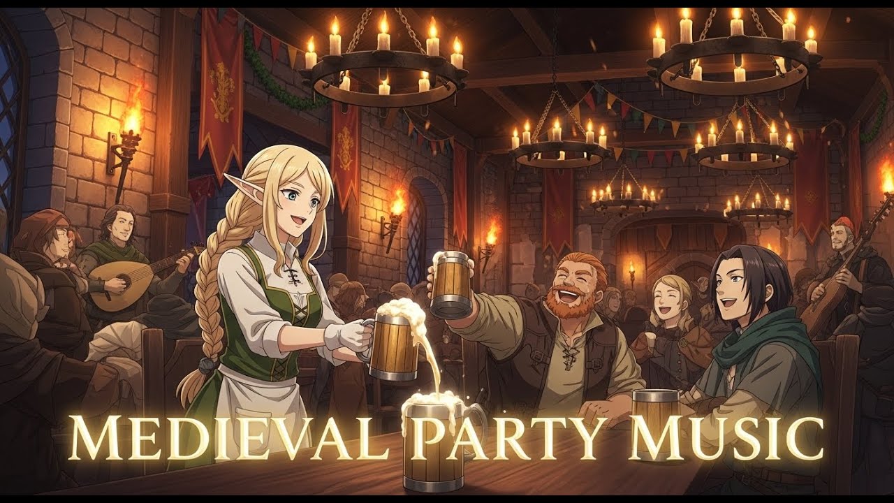 Fantasy Inn Fireplace Ambience | LIVE Medieval Music & Peaceful Mood