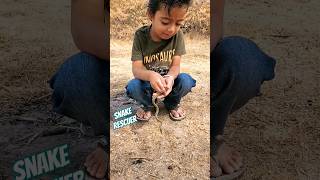 snake Rescued and released by child. #snake #nonvenomous #nature #village #chaloGavkiaur